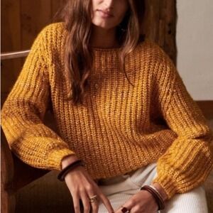 Sezane Adam Jumper Sweater Wool Alpaca Knit French Size Large Womens Golden Boho